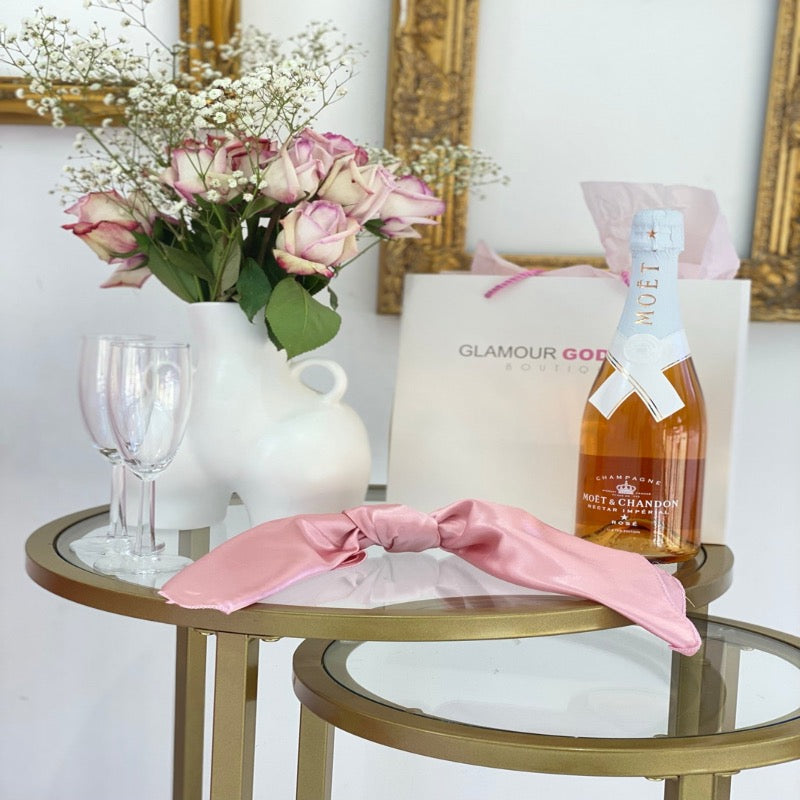 Pink satin napkin rental