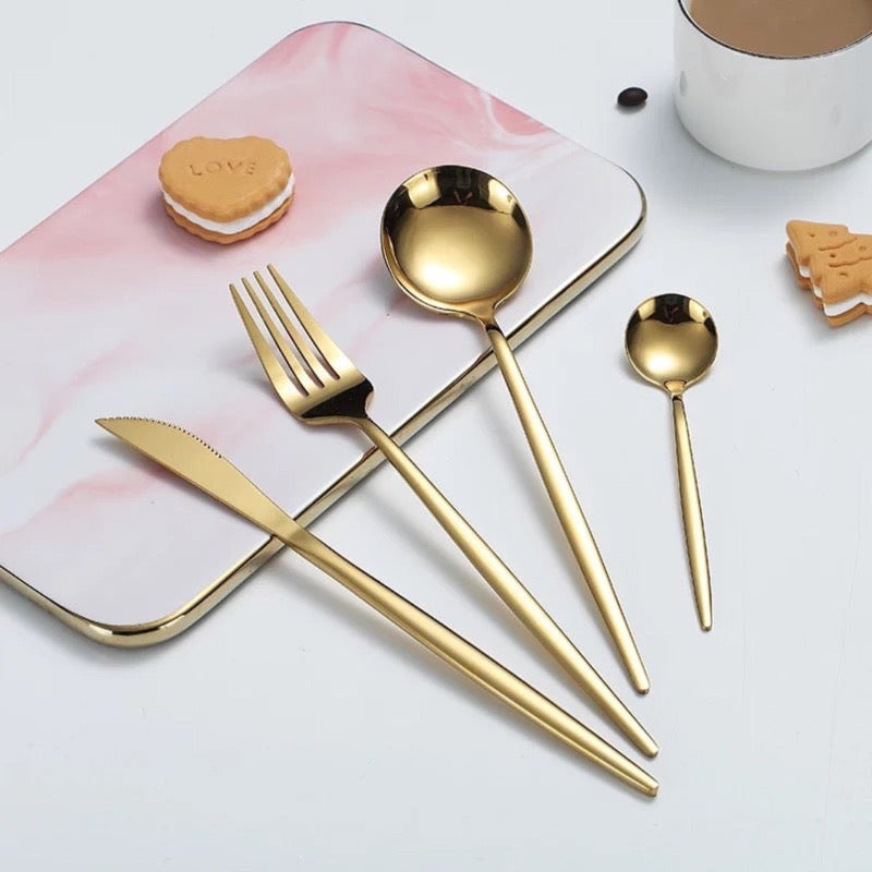 Gold flatware rental