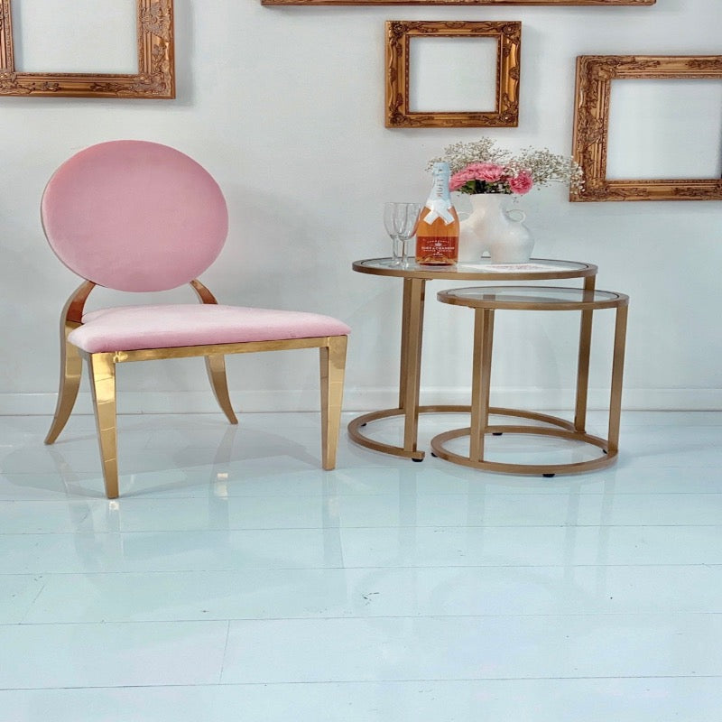 Gold chair rental - pink velvet
