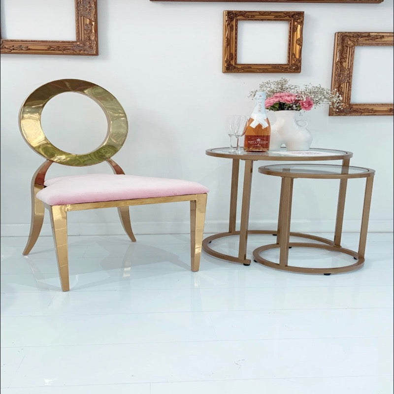 Gold chair rental - pink velvet